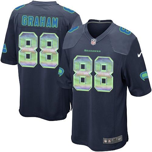 Nike Seahawks #88 Jimmy Graham Steel Blue Team Color Men's Stitched NFL Limited Strobe Jersey - Click Image to Close
